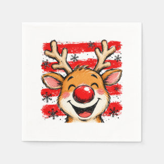 Cute Christmas Stripes Reindeer Napkin