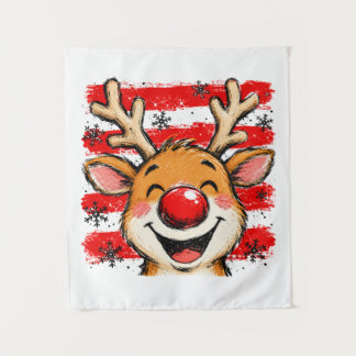 Cute Christmas Stripes Reindeer Tapestry