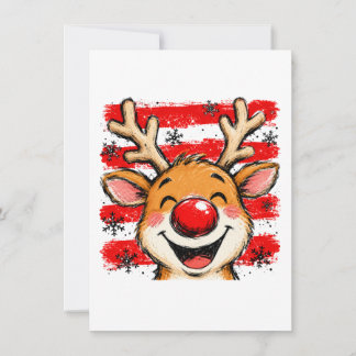 Cute Christmas Stripes Reindeer Thank You Card