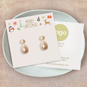 Cute Christmas Stud Earring Logo Display Card