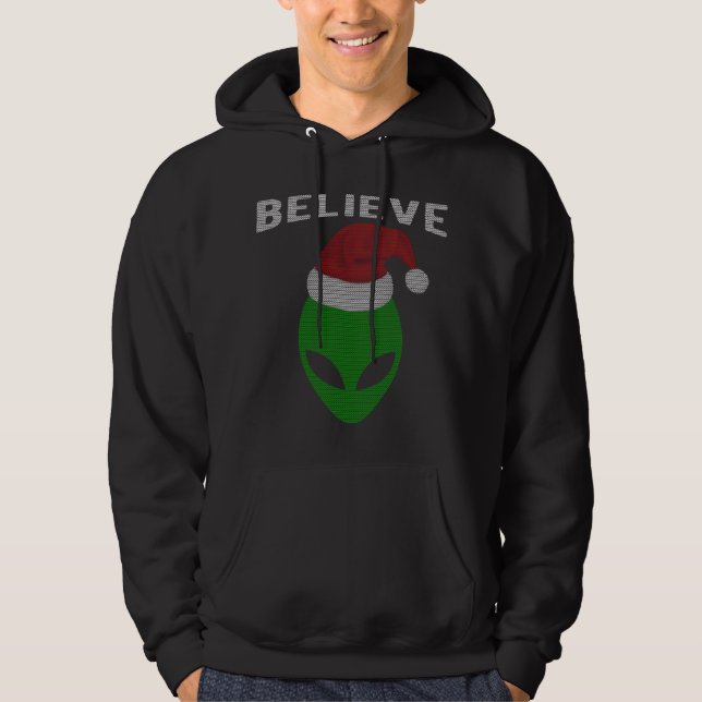 Cute Christmas Style Alien Santa Hoodie (Front)