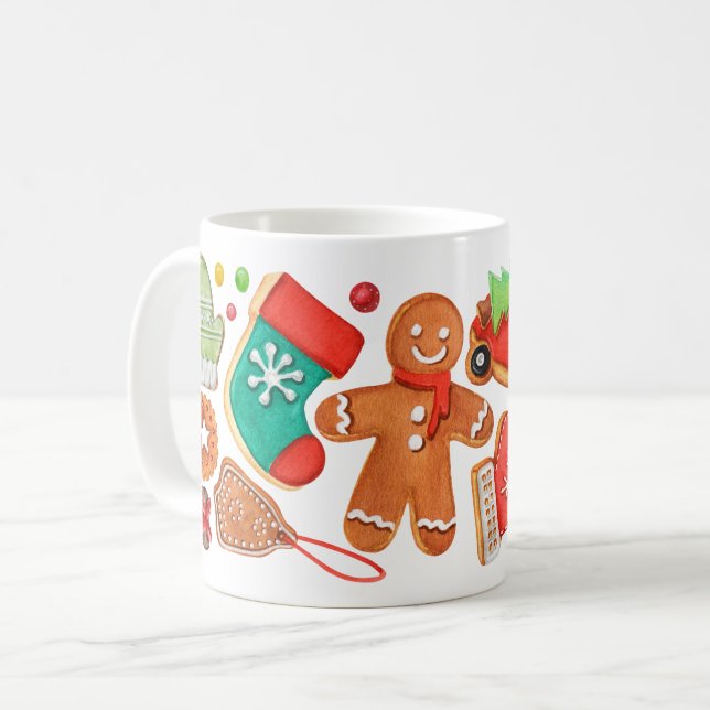 Cute Christmas Sugar Cookie Coffee Mug (Front Left)