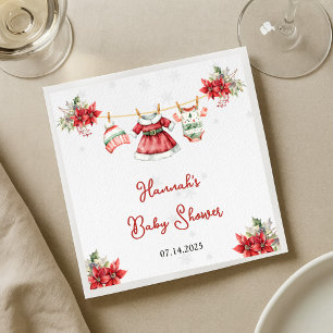 Cute Christmas Sweet Santa Baby Girl Baby Shower Napkin