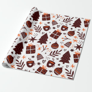 Cute Christmas symbols pattern on white Wrapping Paper