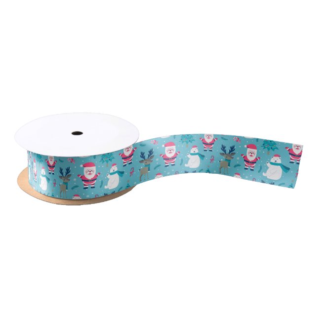 Cute Christmas symbols pattern Satin Ribbon (Spool)