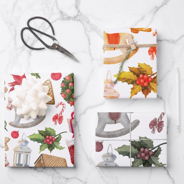 Cute Christmas symbols  Wrapping Paper Sheet (Front)