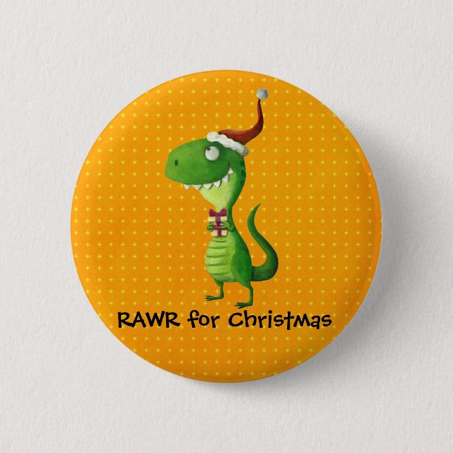 Cute Christmas T-rex 6 Cm Round Badge (Front)