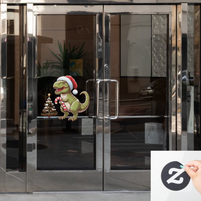 Cute Christmas T-rex/dinosaur with candy cane (Office Door)
