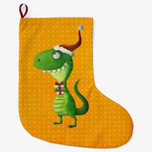 Cute Christmas T-rex Large Christmas Stocking