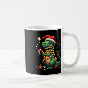 Cute Christmas T-rex Shirt Dinosaur Lights And Can Coffee Mug