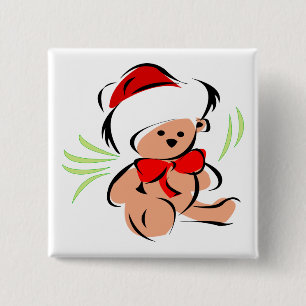 Cute Christmas teddy bear 15 Cm Square Badge
