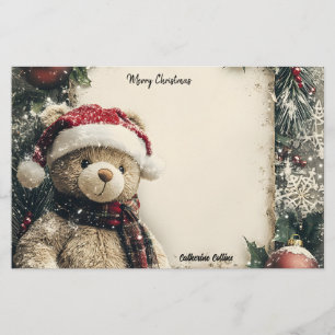 Cute Christmas Teddy Bear Illustration Design  Stationery