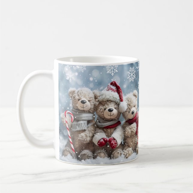 Cute Christmas Teddy Bear Mug | Cozy Holiday Mug (Left)