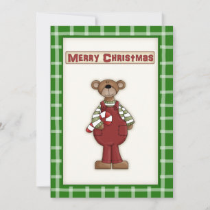 Cute Christmas Teddy Bear on Party Invitation