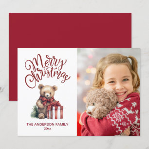 Cute Christmas Teddy Bear Photo Holiday Card