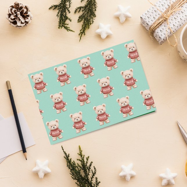 Cute Christmas Teddy Bear Tissue Paper (Creator Uploaded)