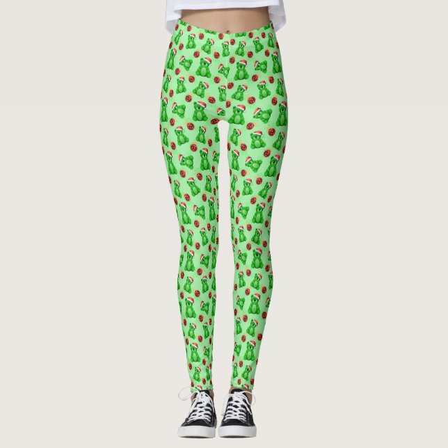 Cute Christmas Teddy Bears  Leggings (Front)