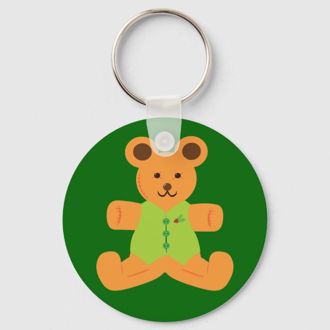 Cute Christmas Teddybear Key Ring (Front)