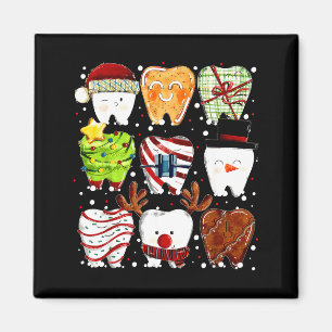 Cute Christmas Teeth Funny Christmas Dentist Denta Magnet