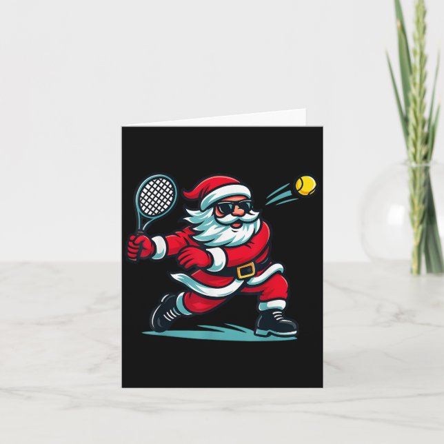 Cute Christmas Tennis Player Santa Xmas Boys Girls Card (Front)
