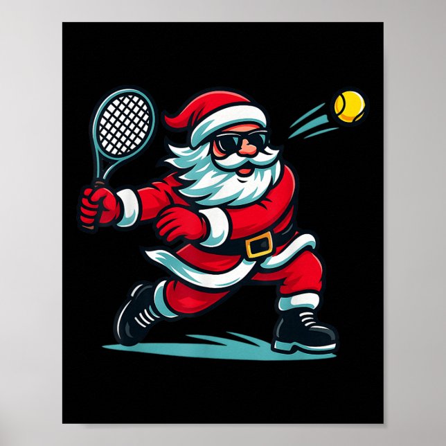 Cute Christmas Tennis Player Santa Xmas Boys Girls Poster (Front)