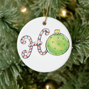 Cute Christmas Text, Ho in Candy Canes Ornaments