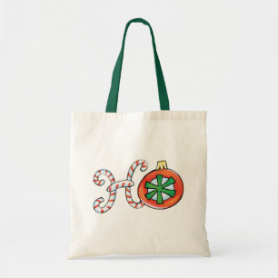 Cute Christmas Text, Ho in Candy Canes Ornaments Tote Bag