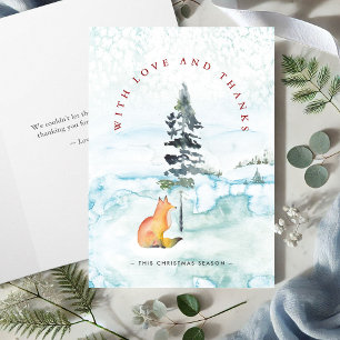 Cute Christmas Thank You Cards Watercolor Fox
