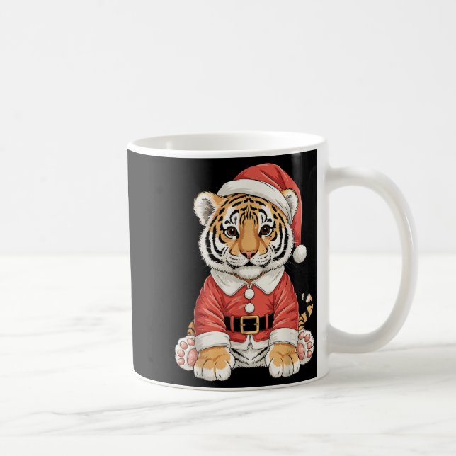 Cute Christmas Tiger Santa Safari Animal  Coffee Mug (Right)