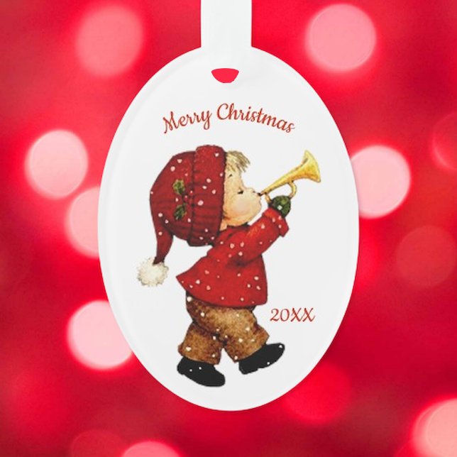 Cute Christmas Tot Boy with Horn Acrylic Ornament (Creator Uploaded)