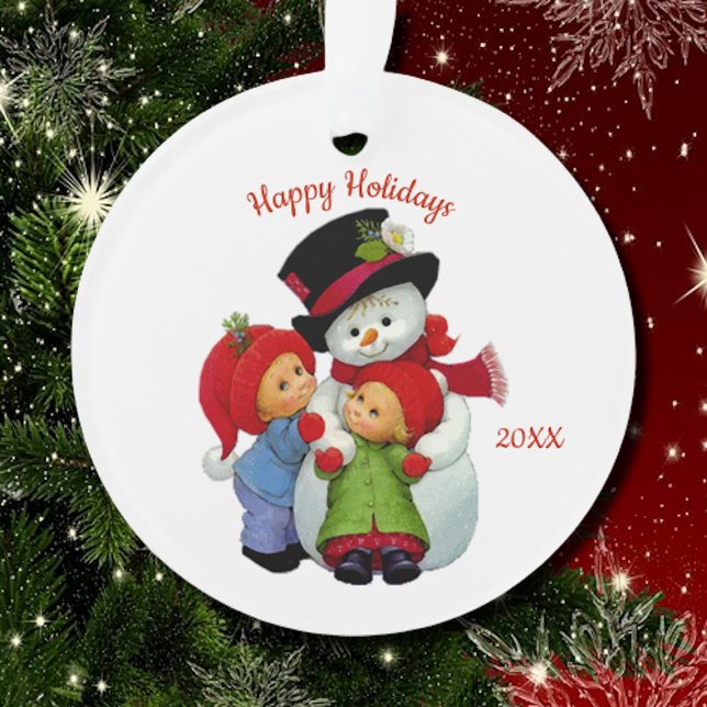 Cute Christmas Tots with Mrs Snowman Acrylic Ornament (Creator Uploaded)