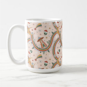 Cute Christmas Tree Alien Rainbow Holiday Pattern Coffee Mug