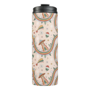 Cute Christmas Tree Alien Rainbow Holiday Pattern Thermal Tumbler