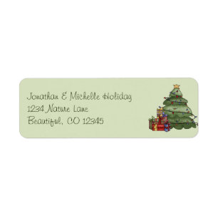 Cute Christmas Tree and Gifts Holiday Address Return Address Label