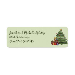 Cute Christmas Tree and Presents Holiday Address Return Address Label