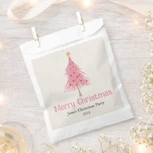 Cute Christmas Tree Blush Pink Party Favour Bag