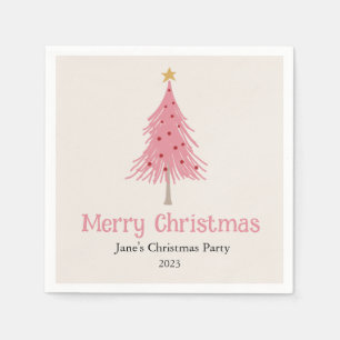 Cute Christmas Tree Blush Pink Party Napkin
