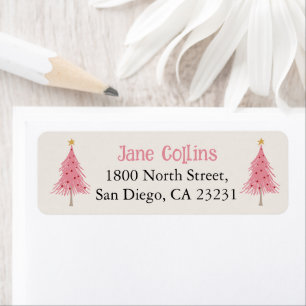Cute Christmas Tree Blush Pink Party Napkins Return Address Label