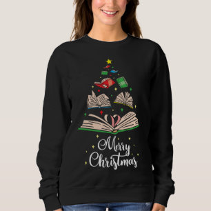 Cute Christmas Tree Books Clothing Book Lover Gift Sweatshirt