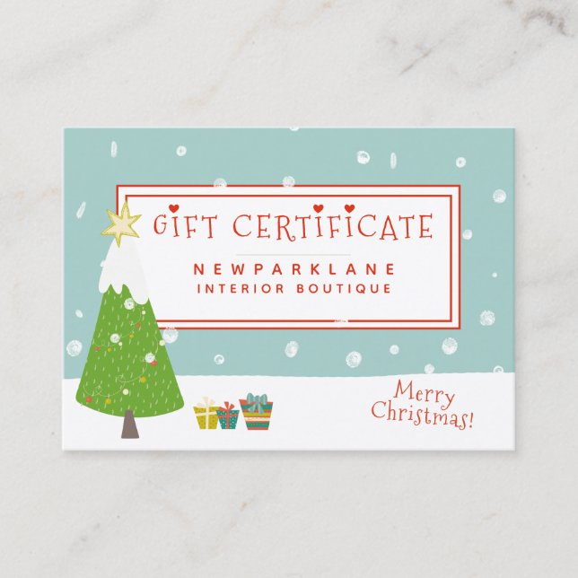 Cute Christmas Tree - Christmas Gift Certificate (Front)