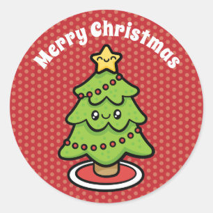 Cute Christmas Tree Classic Round Sticker