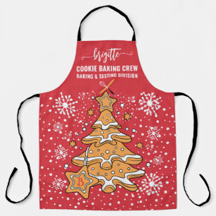 Cute Christmas Tree Cookie Baking Crew Snowflakes Apron