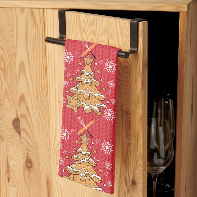 Cute Christmas Tree Cookie Baking Crew Snowflakes Tea Towel (Thirds Fold)
