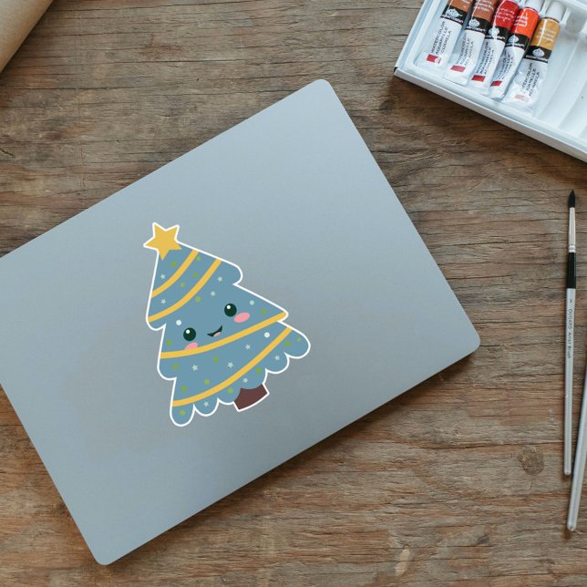 Cute Christmas Tree Custom-Cut Sticker (Cute Christmas Tree Custom-Cut Sticker)