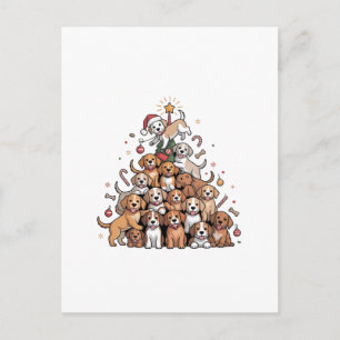Cute Christmas Tree Dog Xmas Tree Puppy   Announcement Postcard