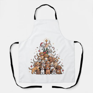 Cute Christmas Tree Dog Xmas Tree Puppy Apron