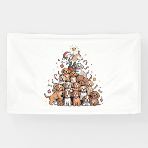 Cute Christmas Tree Dog Xmas Tree Puppy Banner