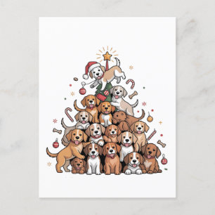 Cute Christmas Tree Dog Xmas Tree Puppy   Invitation Postcard