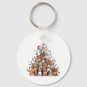 Cute Christmas Tree Dog Xmas Tree Puppy Key Ring