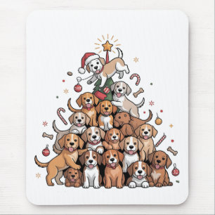 Cute Christmas Tree Dog Xmas Tree Puppy Mouse Pad